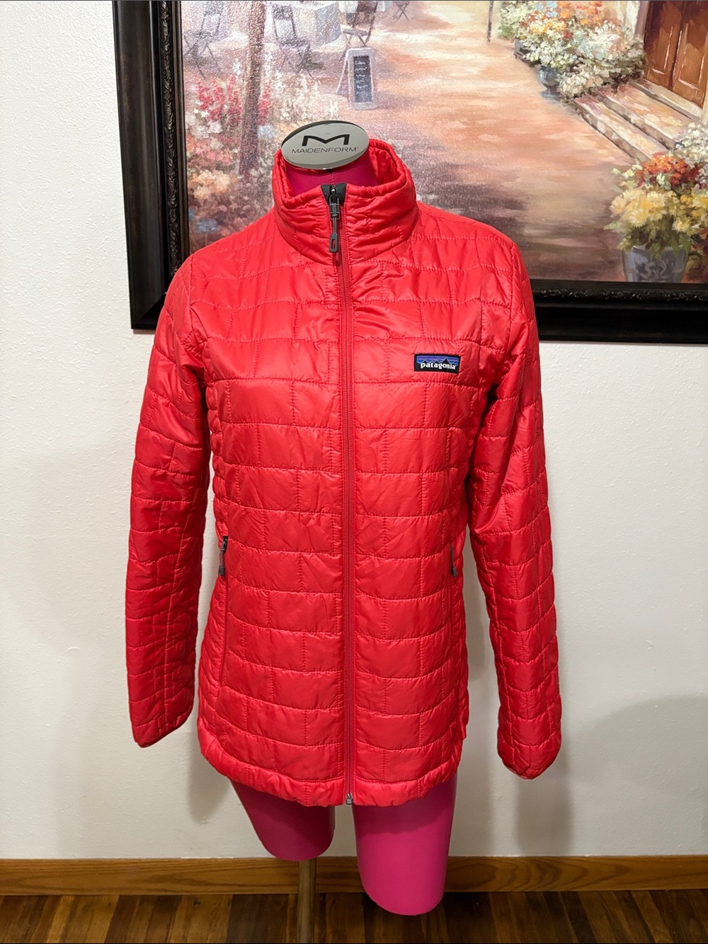 Patagonia Primaloft Quilted Puffer Jacket Women's Large Red Orange Lightweight